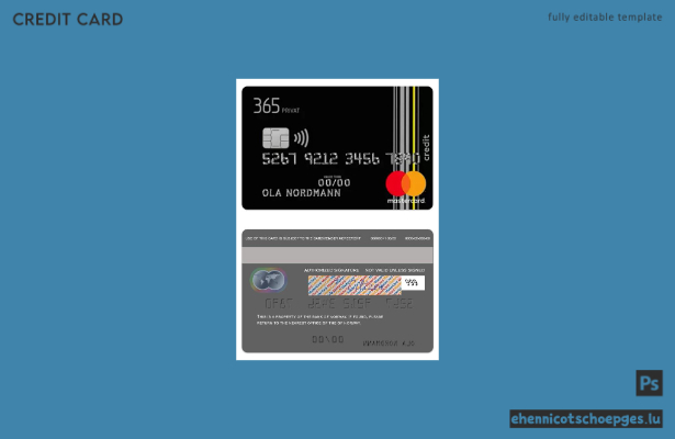 Beispielvorschau für die Tank-Mastercard der norwegischen Zentralbank